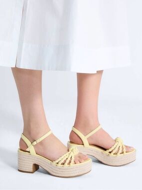 Free Assembly Knot Women’s Yellow Braided Espadrille Platform Sandals 8